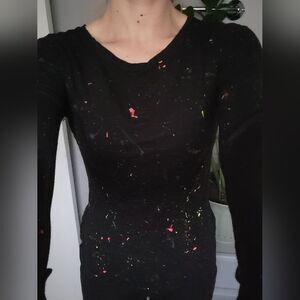RW&CO. xs Black Longsleeve Pullover with Multicolor Splatter